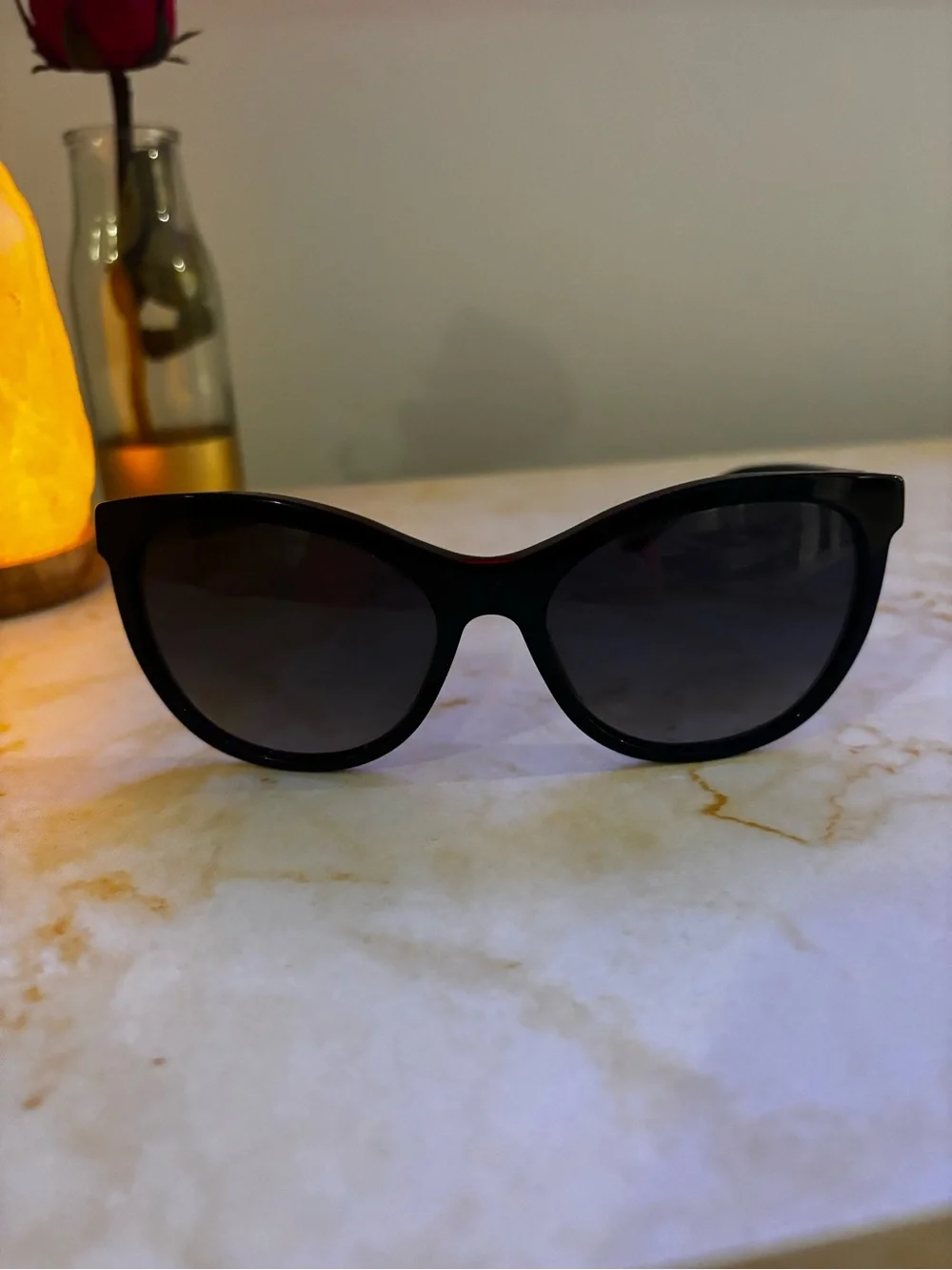 Burberry Women's Black Cat-Eye Sunglasses with Subtle Side Stripe